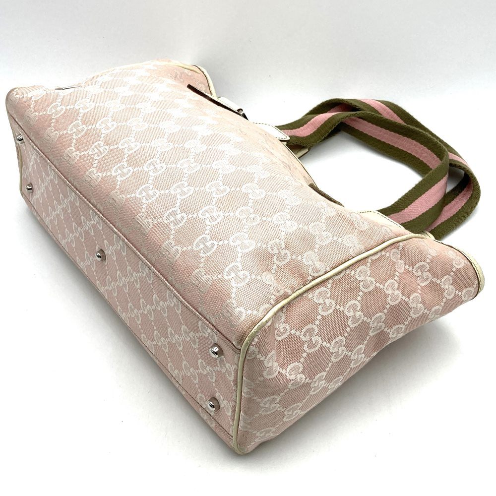 Gucci 145810 Tote Bag, Cute Sherry Line GG Canvas, Pink