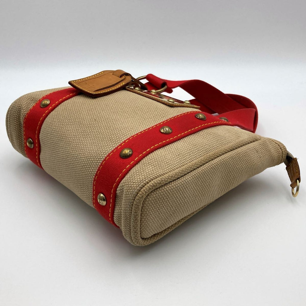 Louis Vuitton M40038 Antigua Cabas PM Handbag Canvas Beige x Red