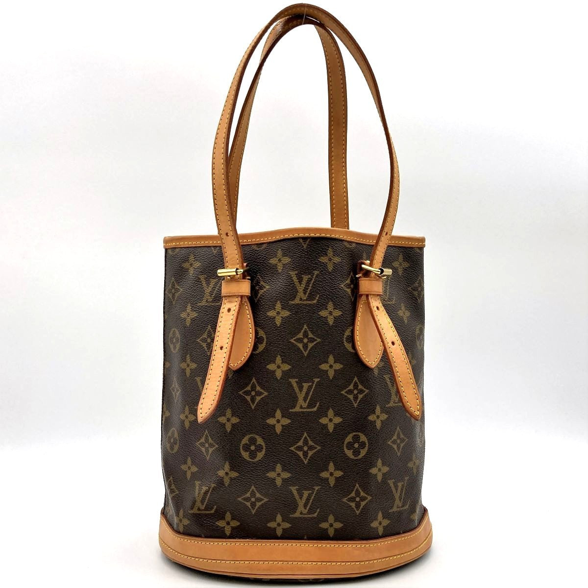 Louis Vuitton M42238 Bucket PM Tote Bag, Bucket-Shaped Bag, Monogram Canvas, Brown