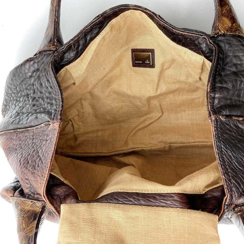 Fendi 8BR511 Spy Bag Handbag in Vintage Zucca Canvas and Leather, Brown