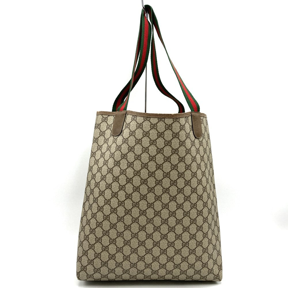Old Gucci 39 02 003 Large Tote/Shoulder Bag, Sherry Line, GG, PVC/Leather, Brown