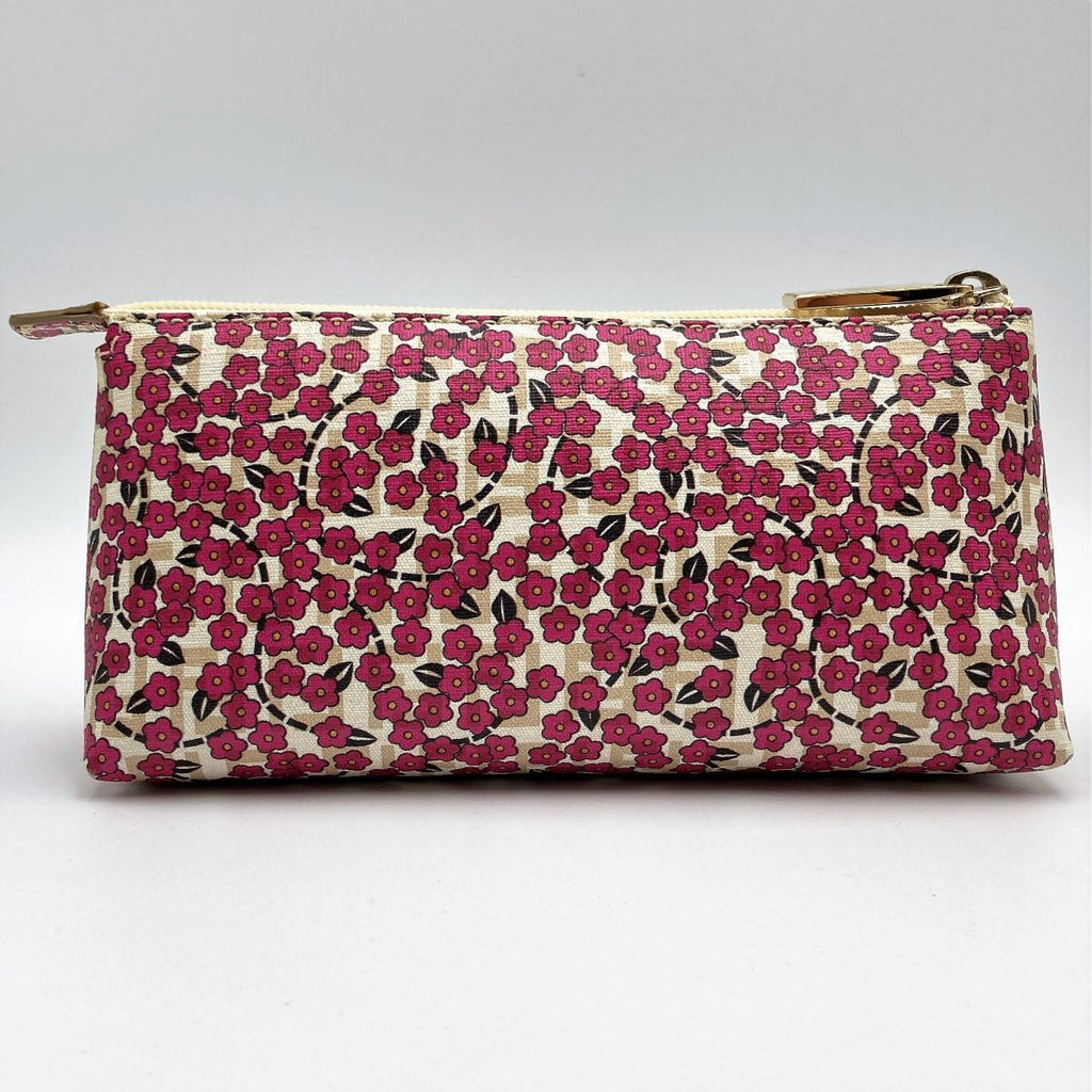 Rare /// Fendi 7N0038 Makeup Pouch Zucchino Floral Print Beige Pink