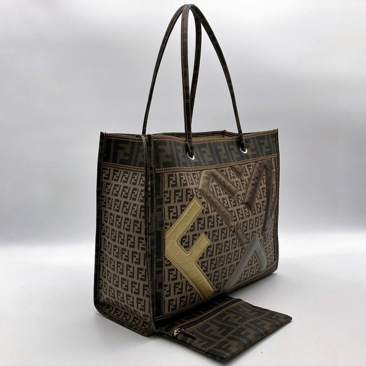 Fendi 2384 8B183 Totes Zucca×Zucchino Brown Beige