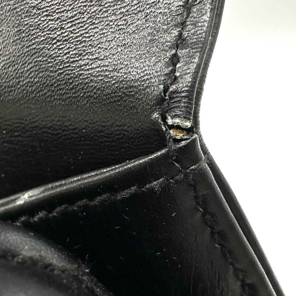 GUCCI 000 46 Bamboo Handbag Leather Black Old Gucci Vintage Women's