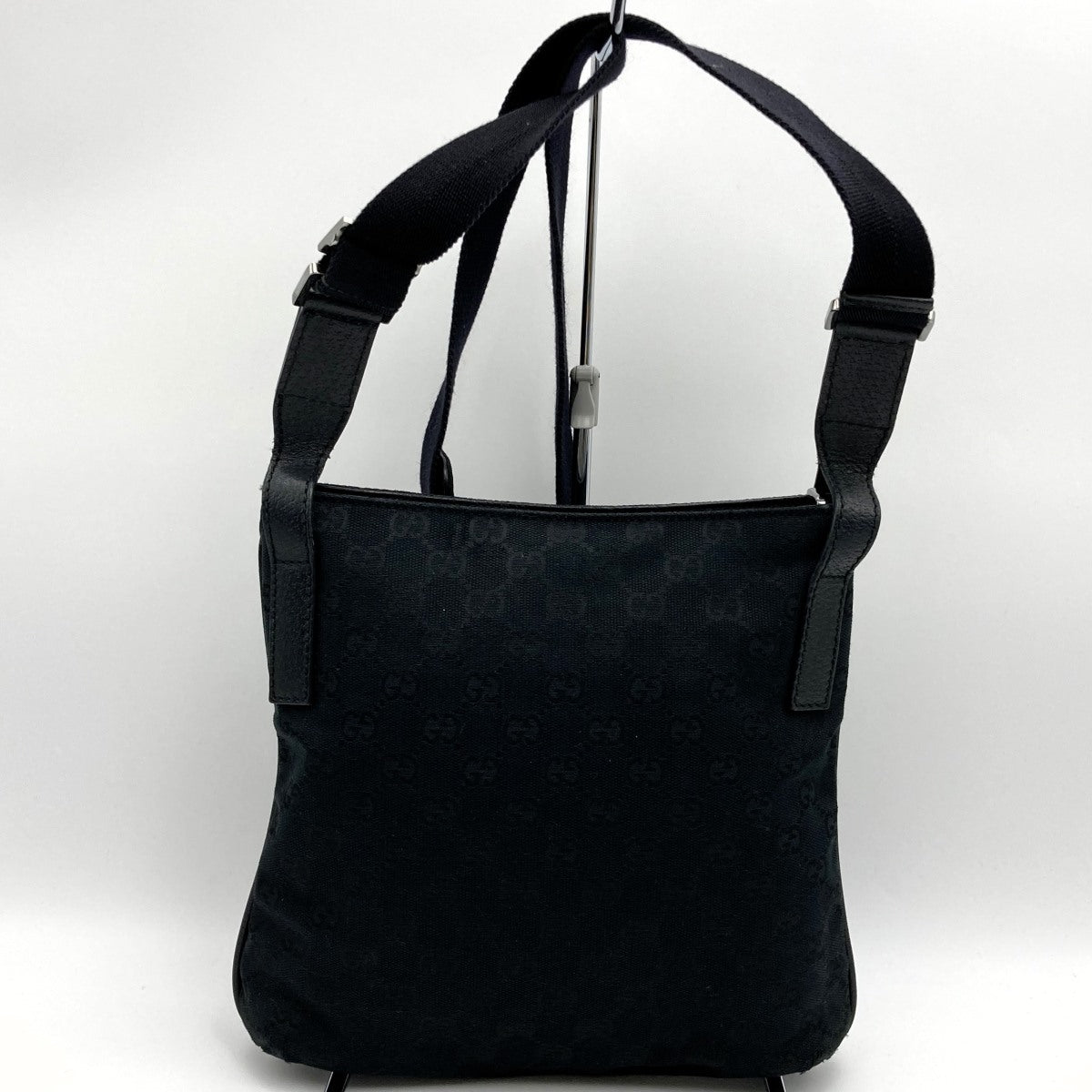 GUCCI 122793 Shoulder Bag, Crossbody Bag, Slim, Black, GG Line, GG Canvas