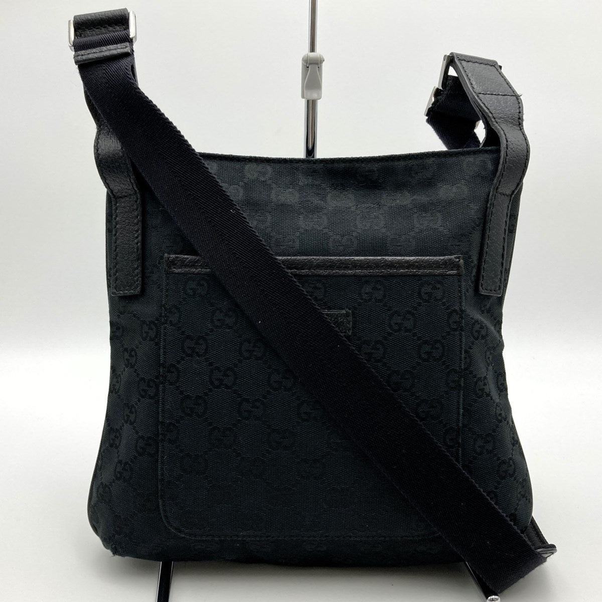 GUCCI 122793 Shoulder Bag, Crossbody Bag, Slim, Black, GG Line, GG Canvas