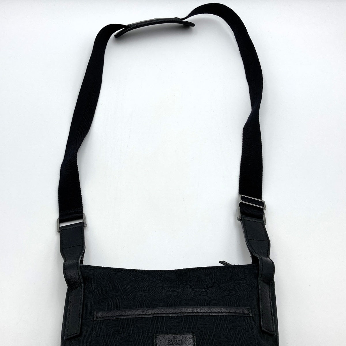 GUCCI 122793 Shoulder Bag, Crossbody Bag, Slim, Black, GG Line, GG Canvas