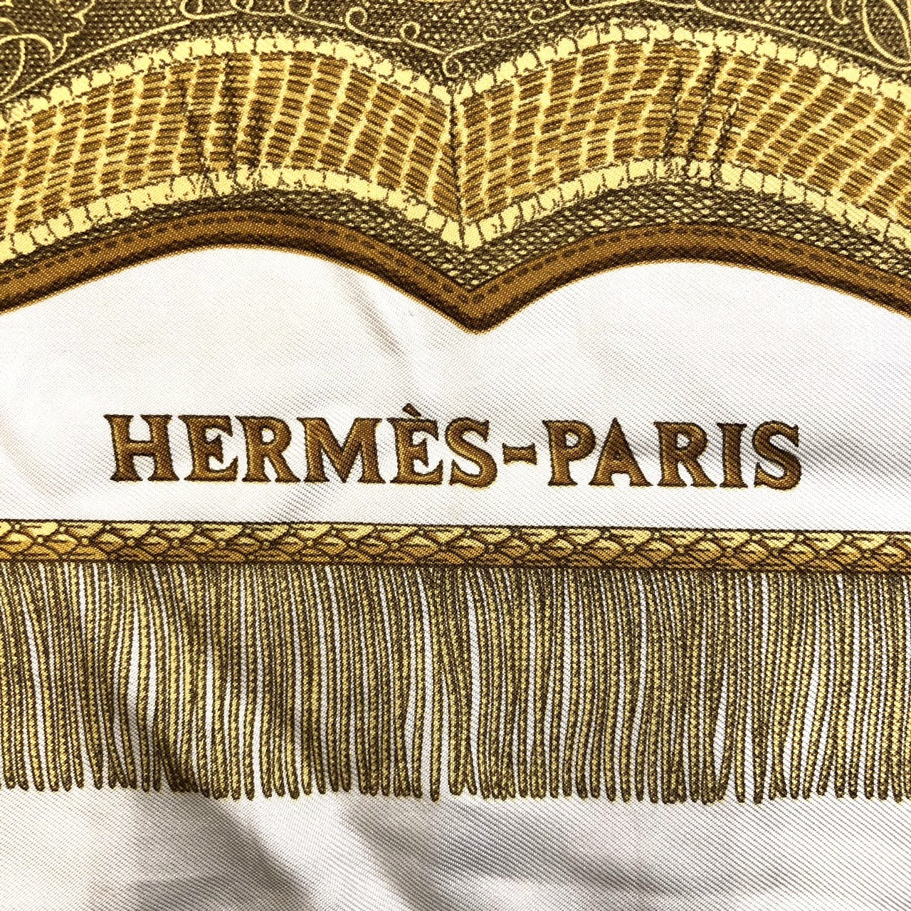 HERMES Carre 90 Poste et Cavalerie Scarf, Gold, Silk, Women's PRE-OWNED