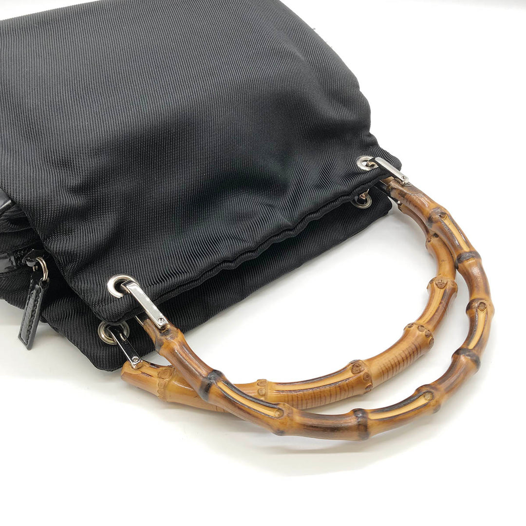 Gucci 000 1014 Bamboo Handbags Black