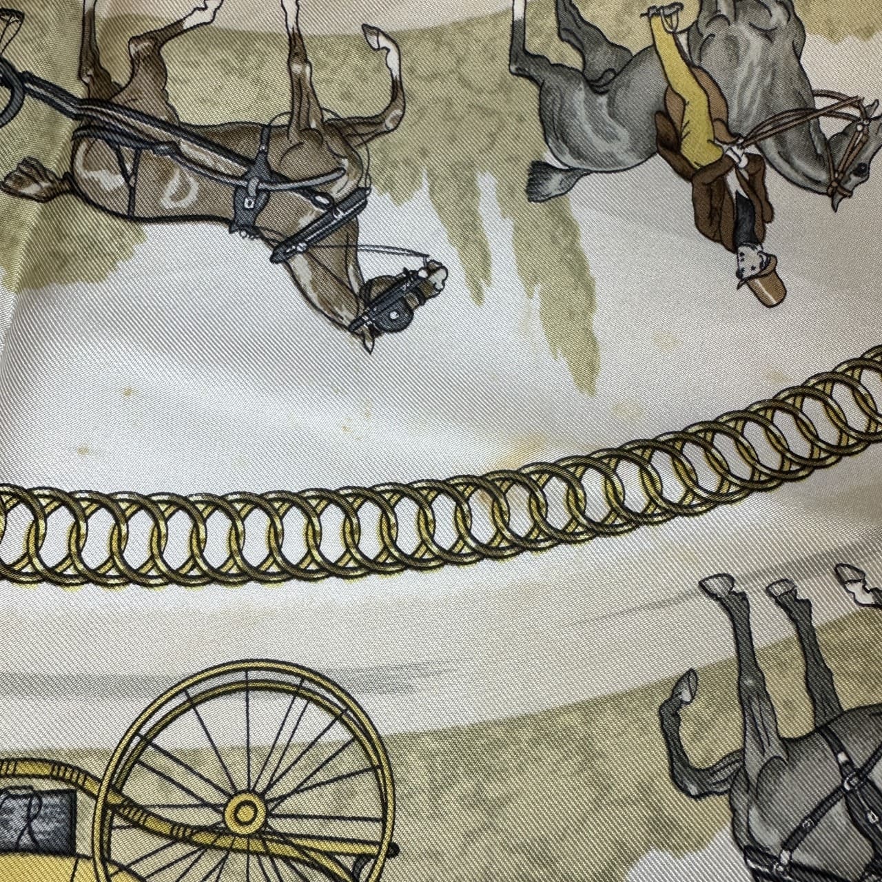 HERMES Carre 90 LA PROMENADE DE LONGCHAMPS (A Walk to Longchamp) Silk Scarf, Navy, Women's PRE-OWNED