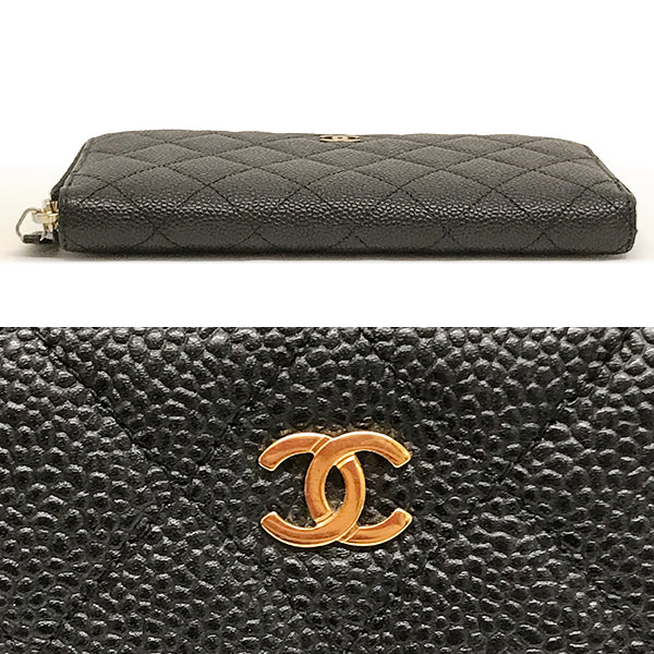 Chanel Wallet Matelasse Caviar Skin Coco mark Black