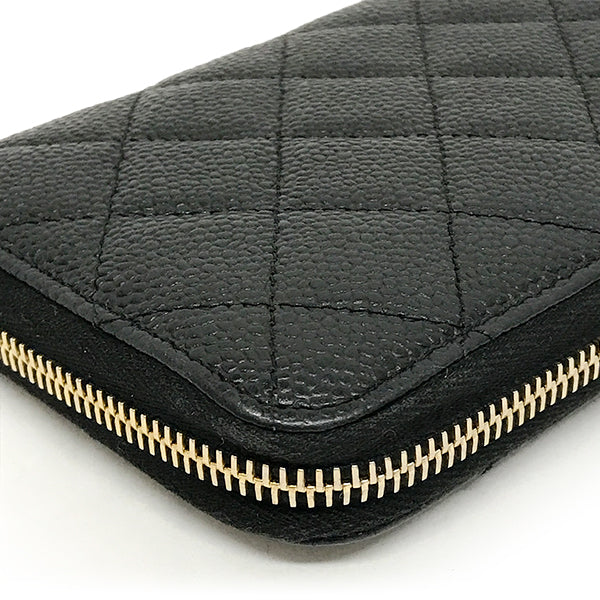Chanel Wallet Matelasse Caviar Skin Coco mark Black