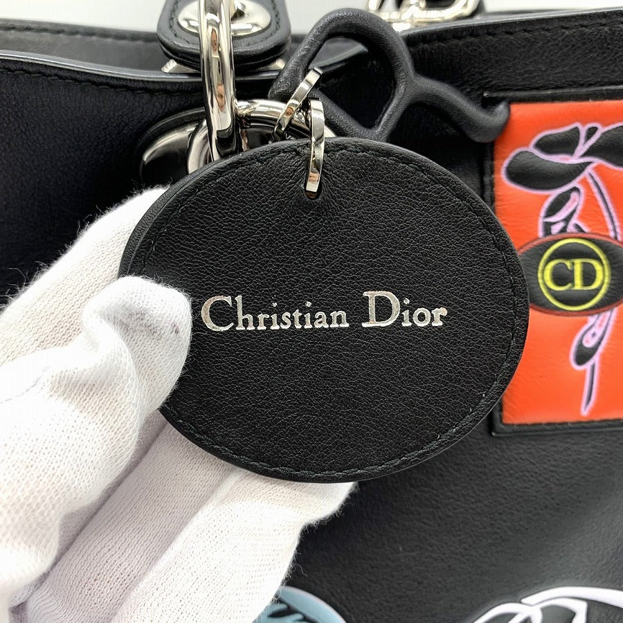 Dior 2016 Cruise Collection Paradise Series Diorissimo Handbag Shoulder Bag in Black Calf Leather for Women