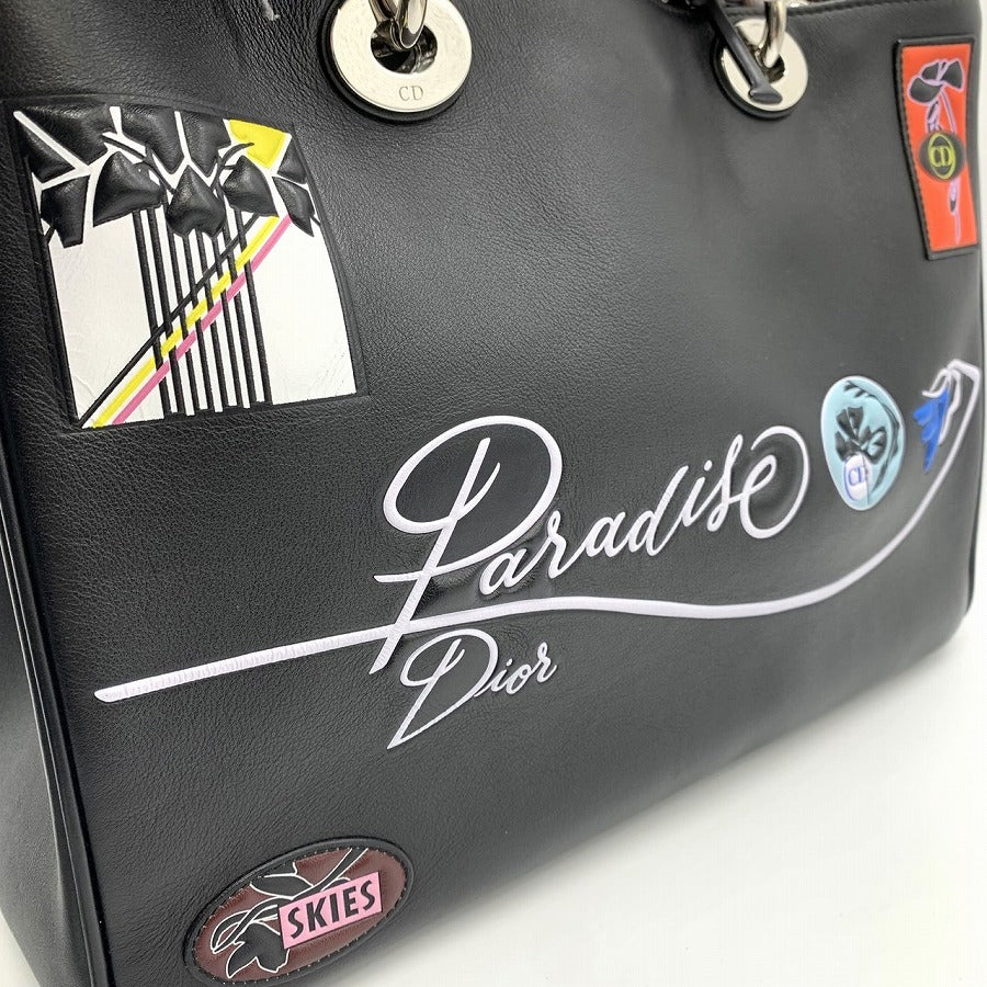 Dior 2016 Cruise Collection Paradise Series Diorissimo Handbag Shoulder Bag in Black Calf Leather for Women