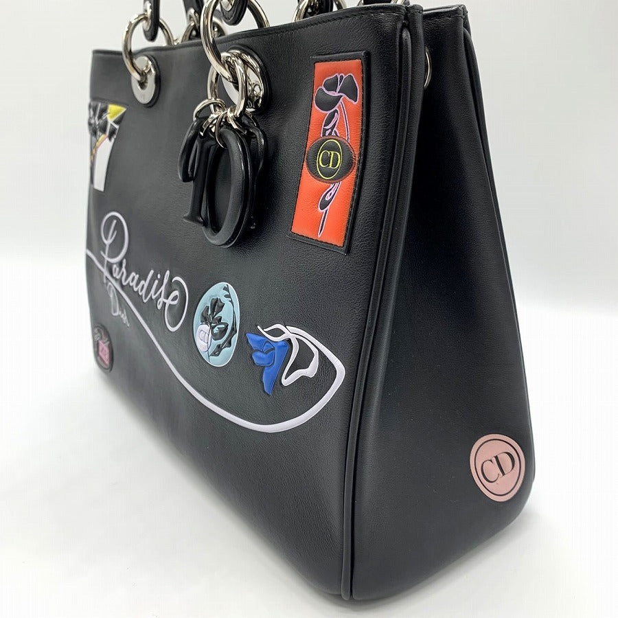 Dior 2016 Cruise Collection Paradise Series Diorissimo Handbag Shoulder Bag in Black Calf Leather for Women