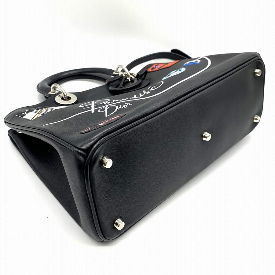 Dior 2016 Cruise Collection Paradise Series Diorissimo Handbag Shoulder Bag in Black Calf Leather for Women