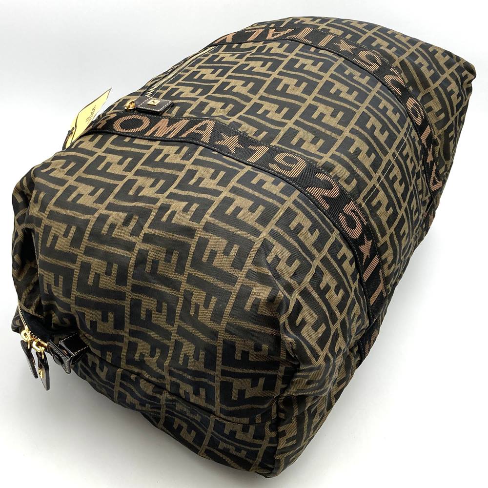 FENDI Zucca Boston bag in brown nylon for men and women