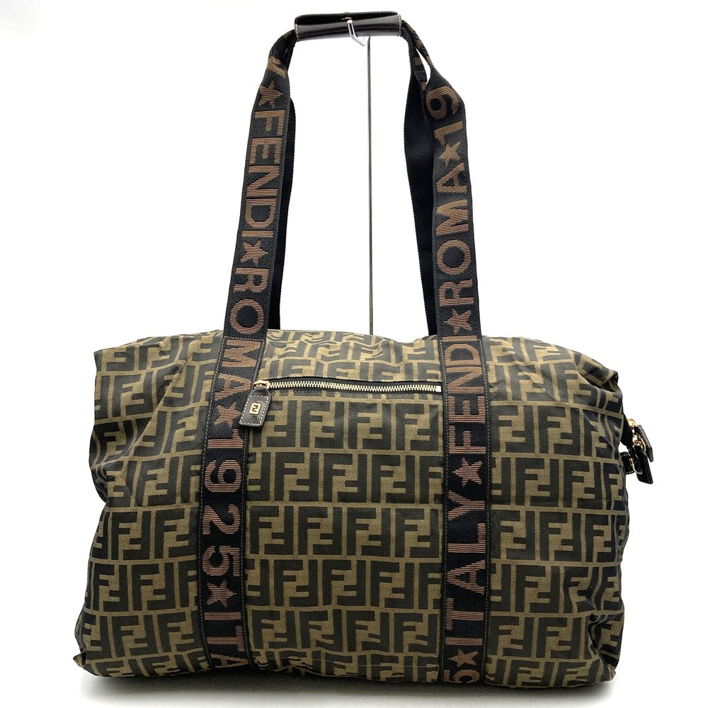 FENDI Zucca Boston bag in brown nylon for men and women