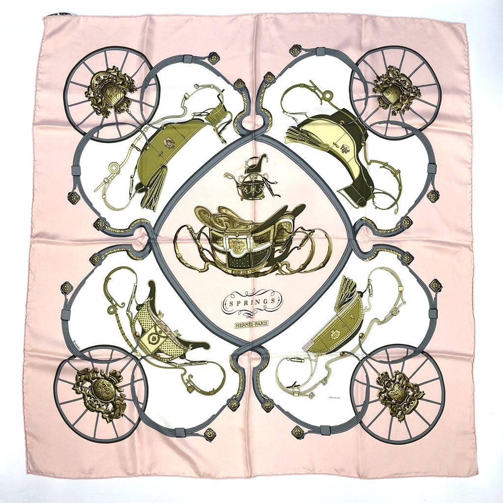 HERMES Carre 90 SPRINGS Scarf, Silk, Pink, Women's PRE-OWNED