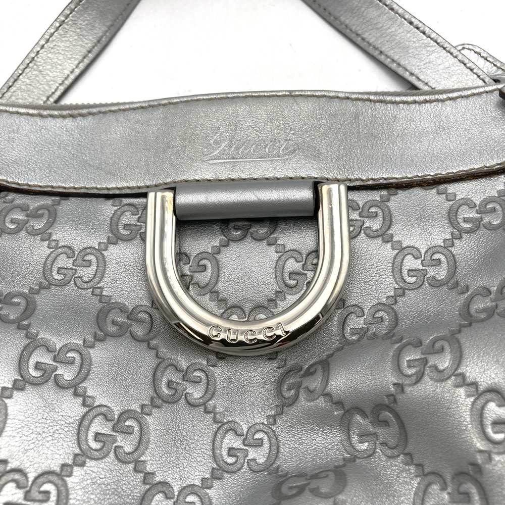 GUCCI 203257 Abby Shoulder Bag in Guccissima Leather, Silver, Women's