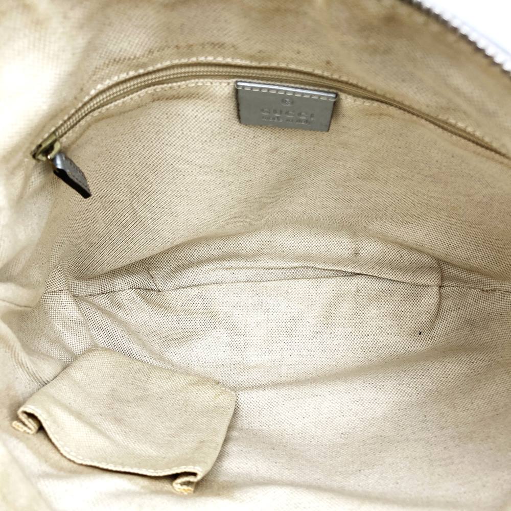 GUCCI 203257 Abby Shoulder Bag in Guccissima Leather, Silver, Women's