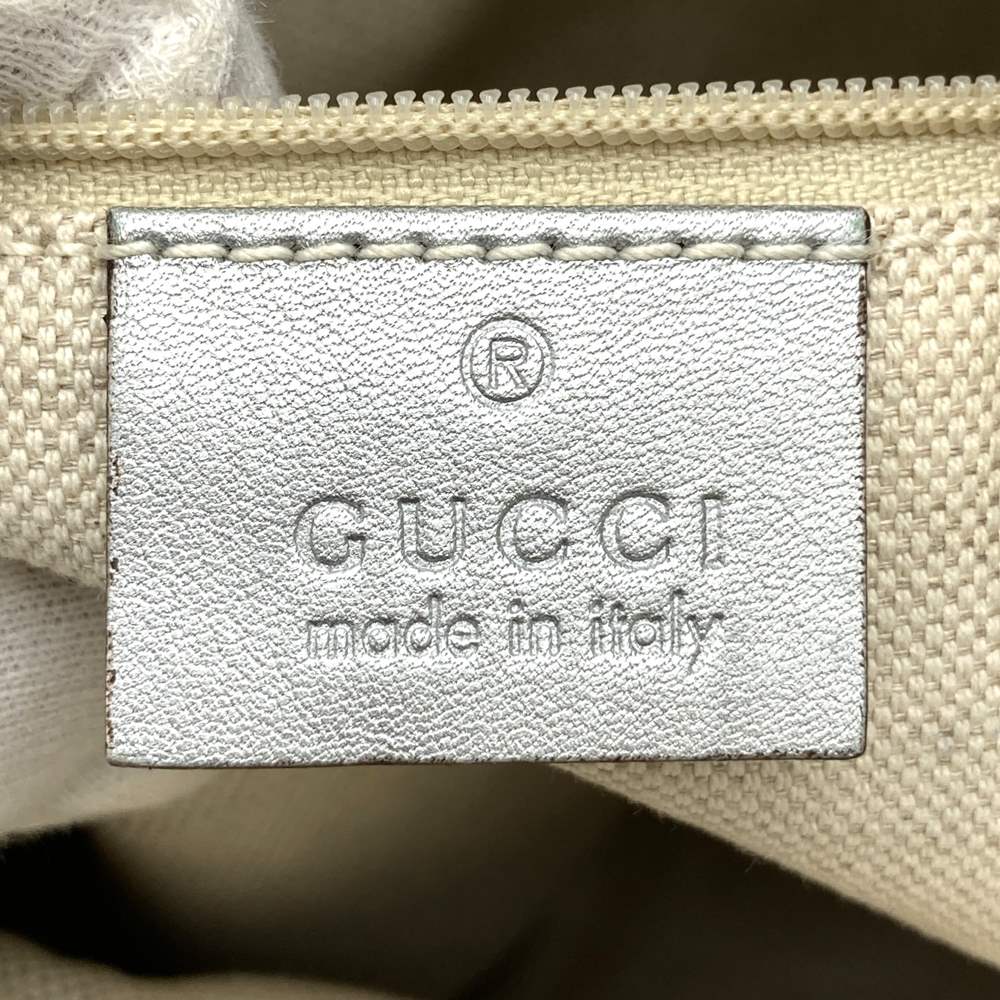 GUCCI 203257 Abby Shoulder Bag in Guccissima Leather, Silver, Women's