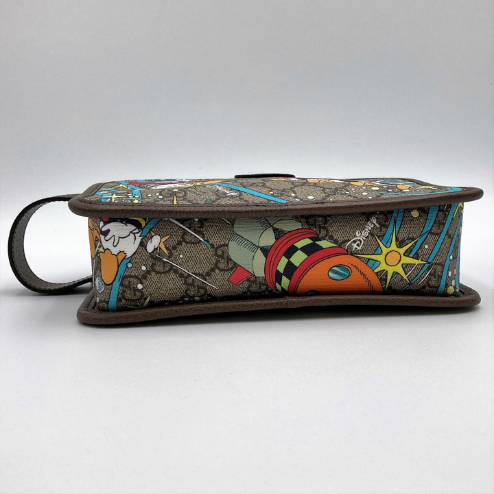 Gucci 647929 Disney Collaboration Donald Duck Clutch bags GG Supreme×Leather Brown