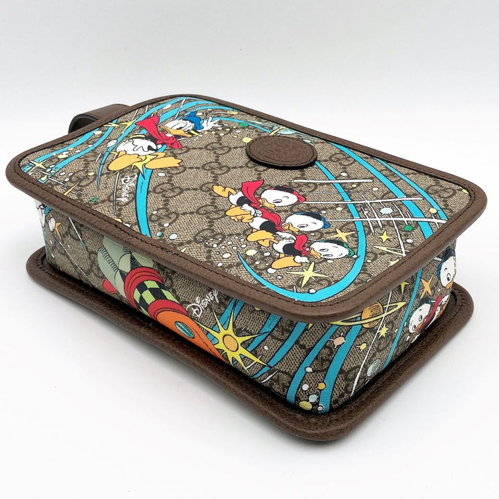 Gucci 647929 Disney Collaboration Donald Duck Clutch bags GG Supreme×Leather Brown