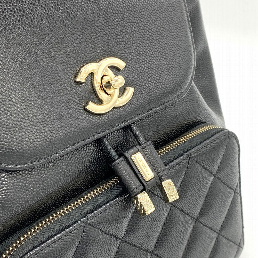 Excellent condition CHANEL Matelassé backpack/daypack with chain, Coco Mark, black, silver hardware, caviar leather, women's, luxury brand, collection item.