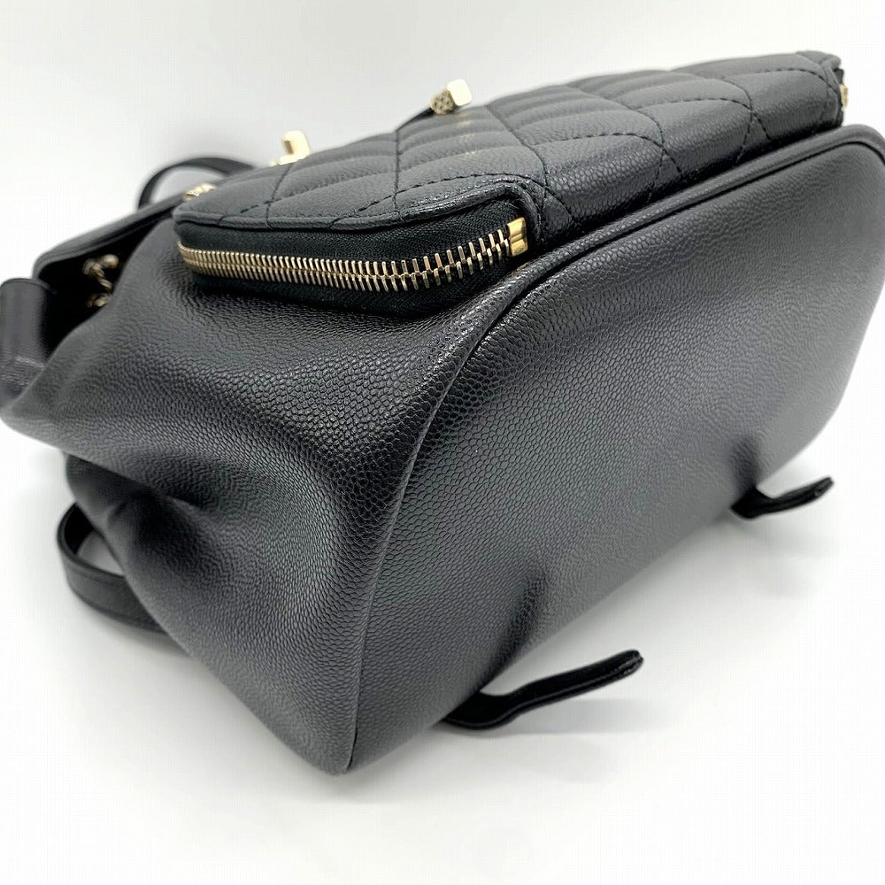 Excellent condition CHANEL Matelassé backpack/daypack with chain, Coco Mark, black, silver hardware, caviar leather, women's, luxury brand, collection item.