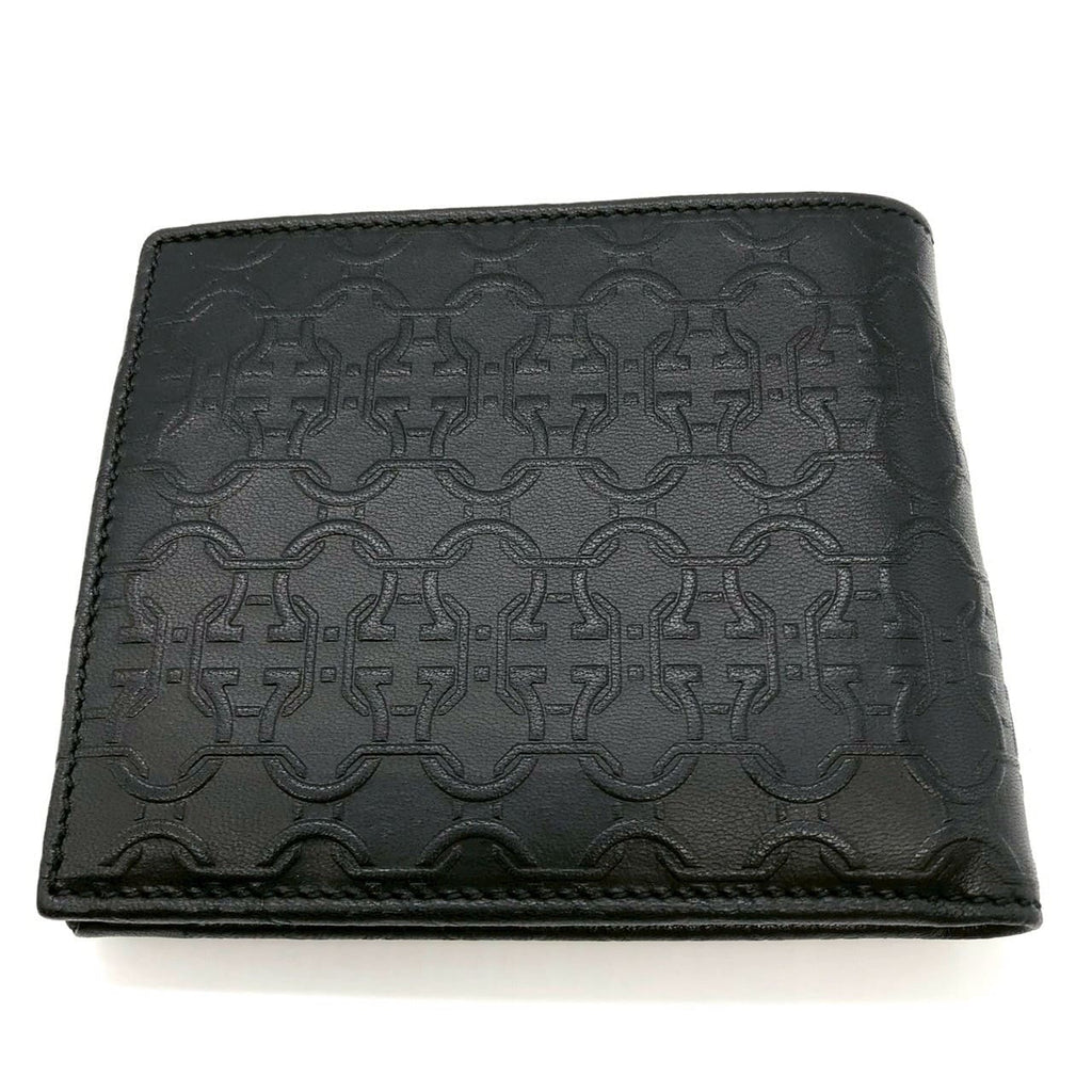 Salvatore Ferragamo Gancini Bi-fold Leather Wallet, Black, for Women and Men