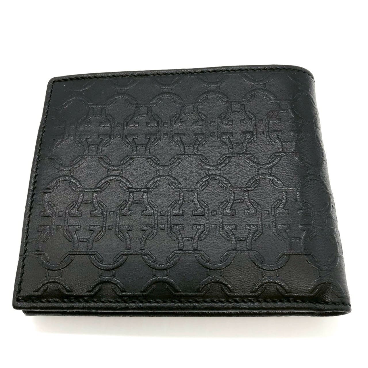 Salvatore Ferragamo Gancini Bi-fold Leather Wallet, Black, for Women and Men