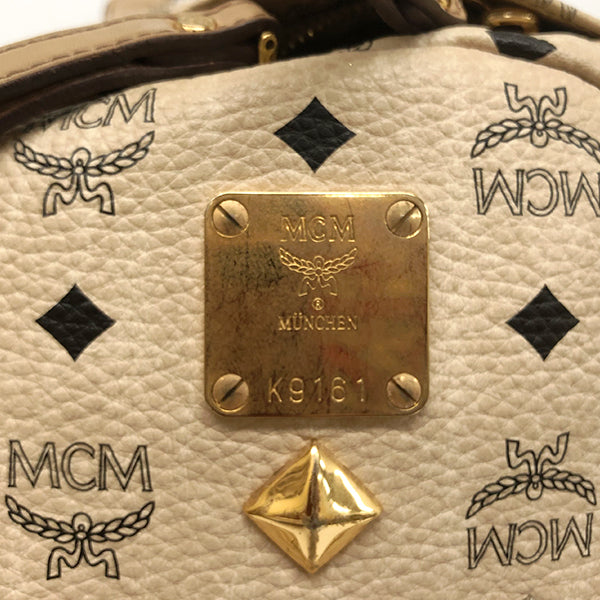 MCM Vicetos Studded Beige PVC Leather Backpack Backpack