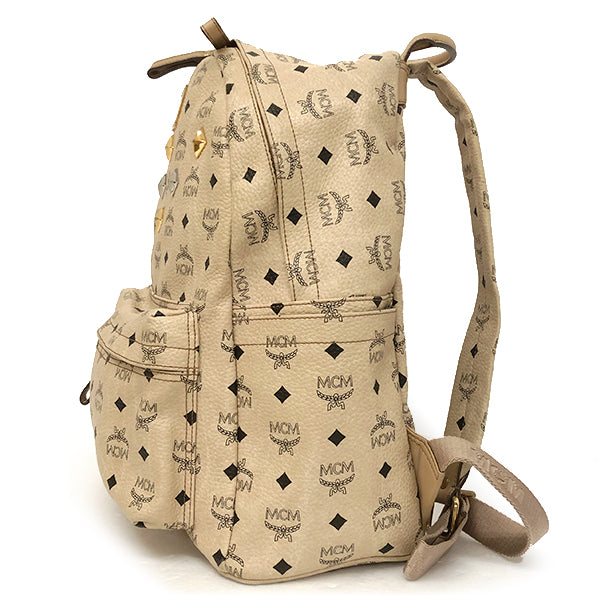 MCM Vicetos Studded Beige PVC Leather Backpack Backpack