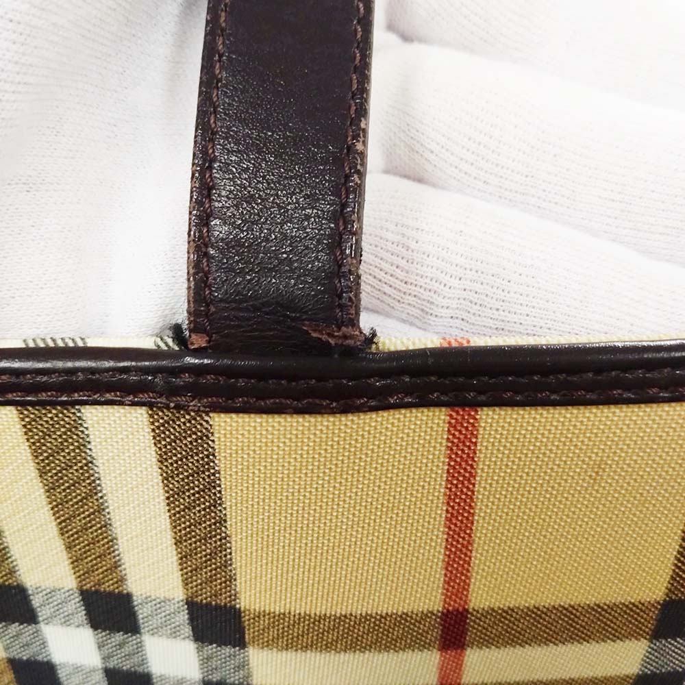 BURBERRY Burberry Tote Bag Handbag Beige Nova Check Nylon Leather Women's