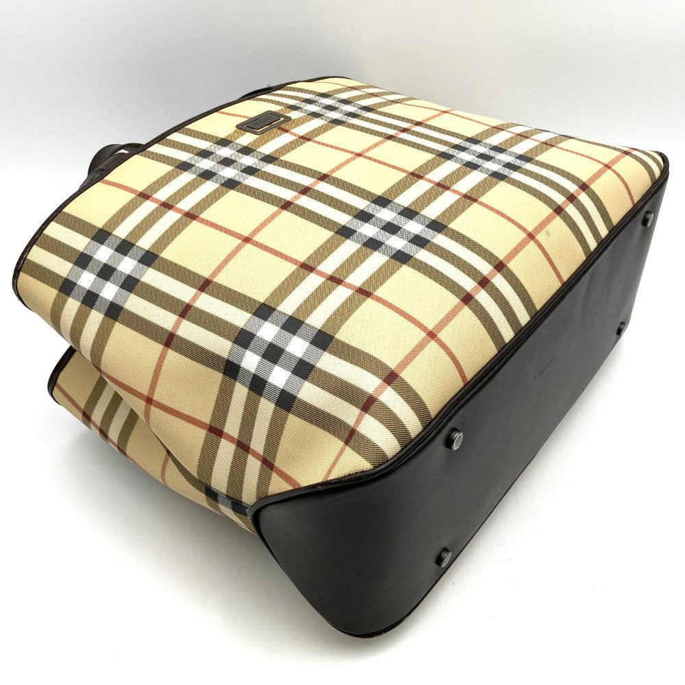 BURBERRY Burberry Tote Bag Handbag Beige Nova Check Nylon Leather Women's