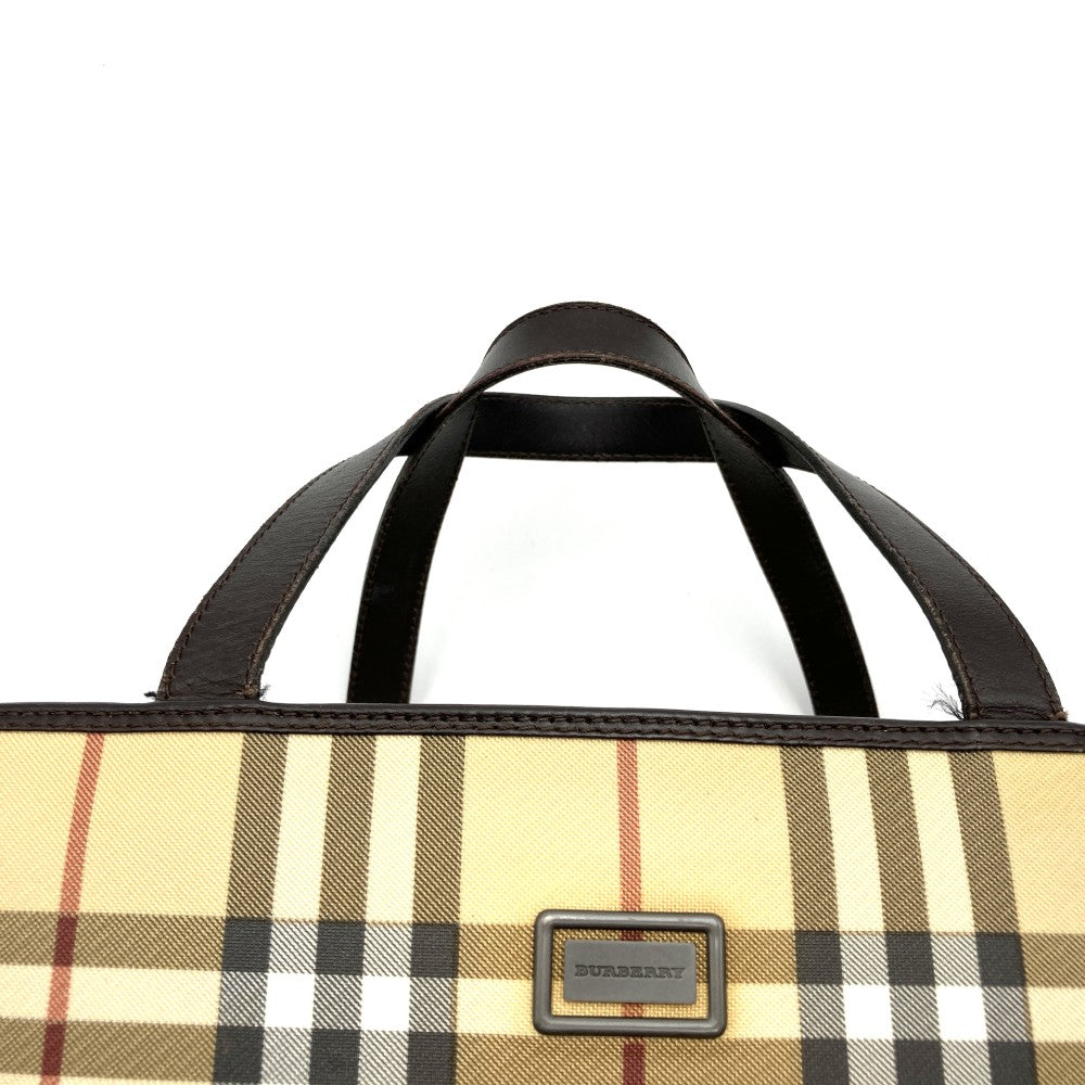 BURBERRY Burberry Tote Bag Handbag Beige Nova Check Nylon Leather Women's