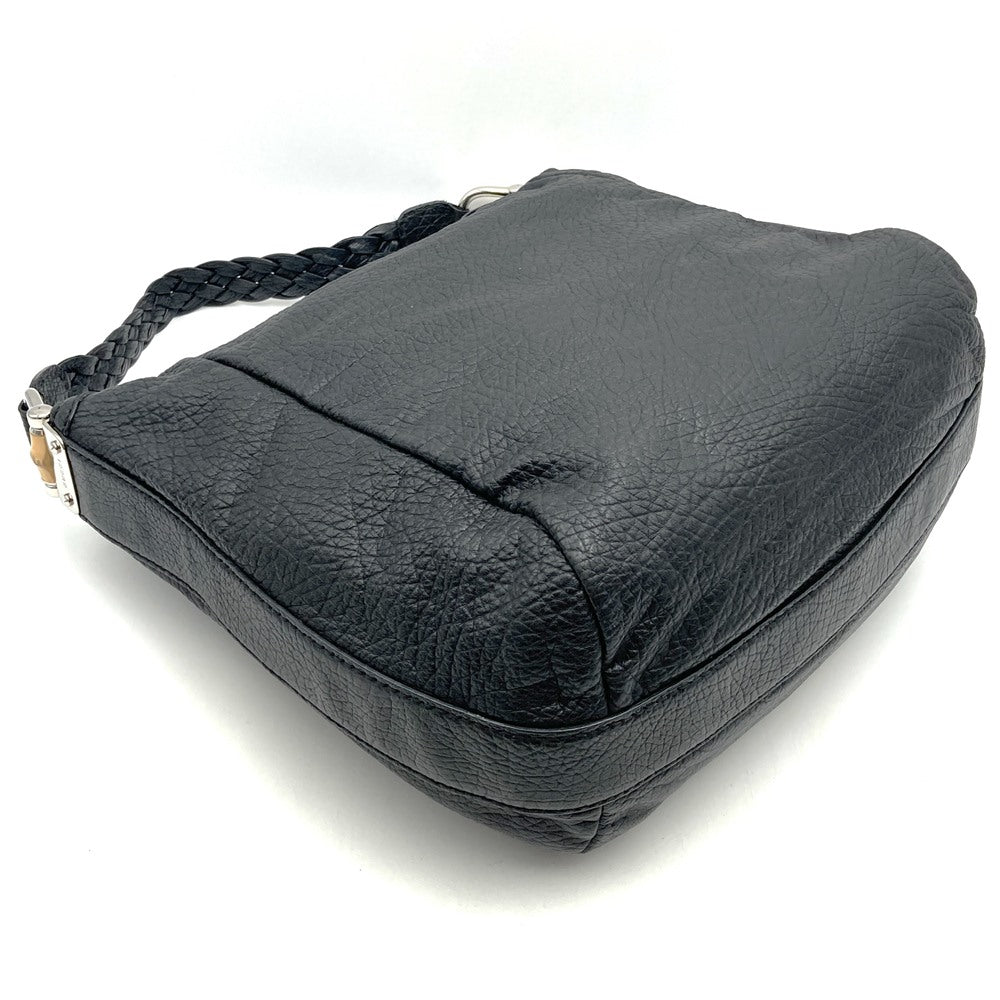 GUCCI 257090 Handbag Shoulder Bag with Bamboo Braided Handle and Leather in Black for Women