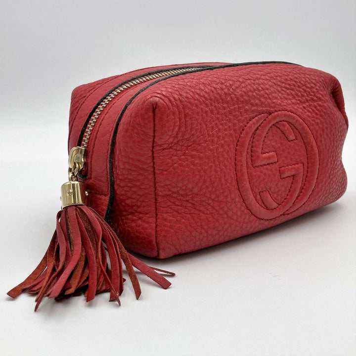 Gucci 308636 Soho Pouch Calf Red
