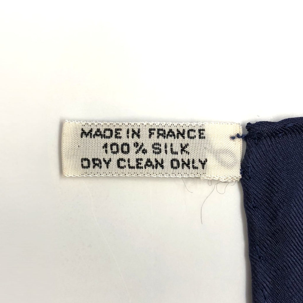 HERMES Carre 90 Eperon dor (Golden Spur) Silk Scarf, Navy, Women's PRE-OWNED