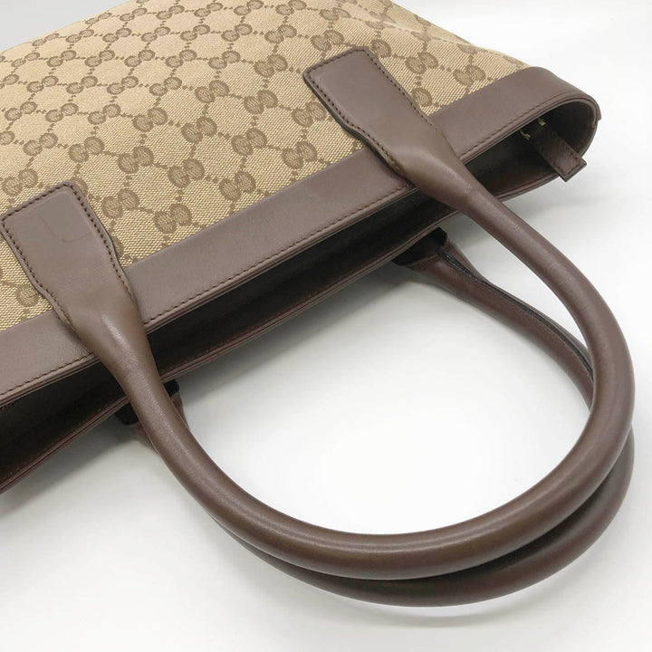 Gucci 002 1119 GG Line Handbags Brown Canvas×Leather