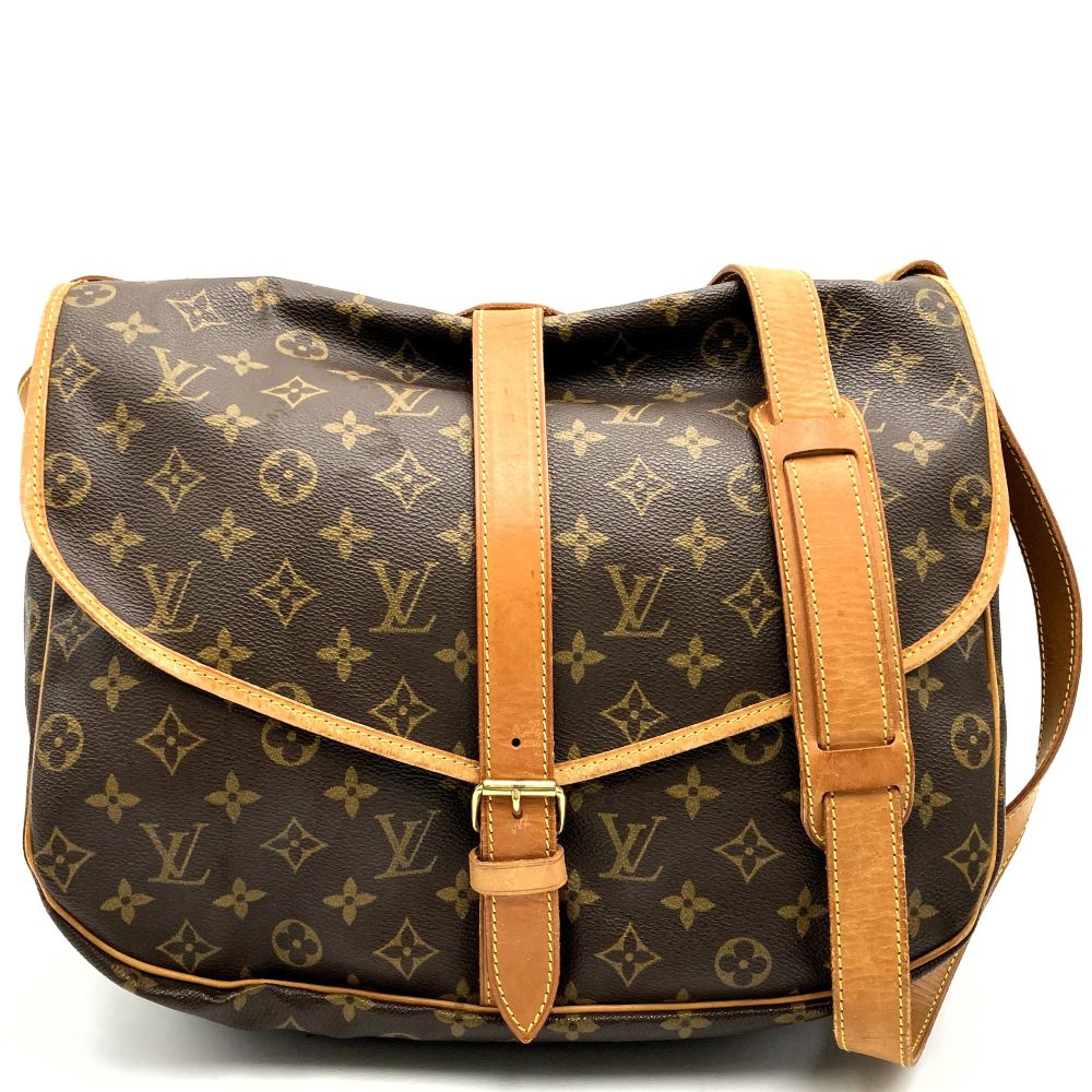 LOUIS VUITTON M42256 Saumur 30 Shoulder Bag, Brown Monogram Canvas/Leather, Women's/Men's, PRE-OWNED