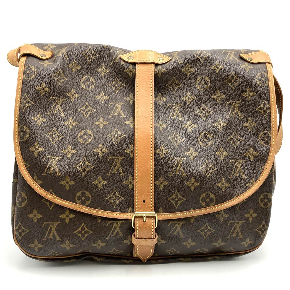 LOUIS VUITTON M42256 Saumur 30 Shoulder Bag, Brown Monogram Canvas/Leather, Women's/Men's, PRE-OWNED