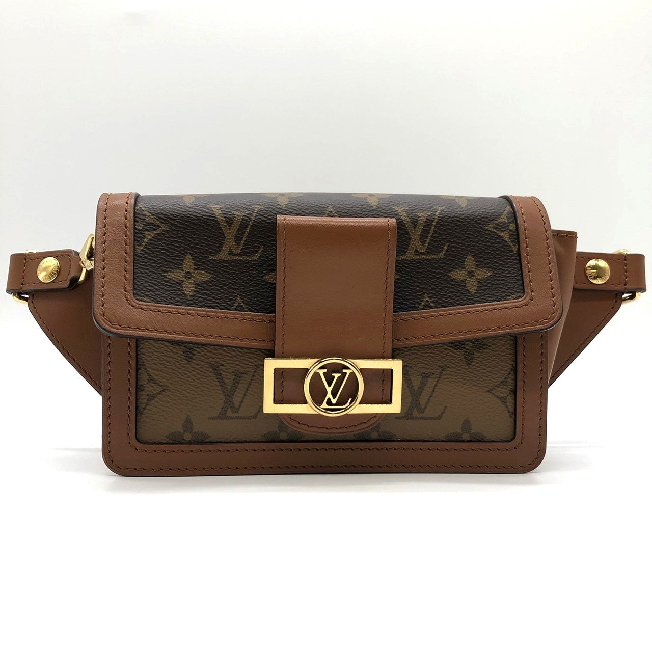 LOUIS VUITTON M44586 Monogram Reverse Bum Bag, Brown, for Men and Women