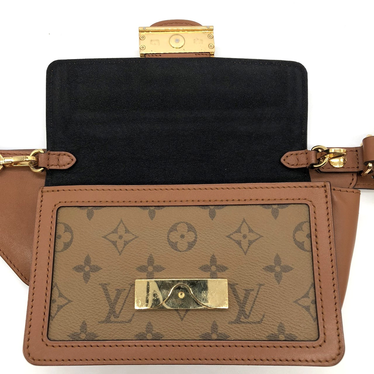 LOUIS VUITTON M44586 Monogram Reverse Bum Bag, Brown, for Men and Women