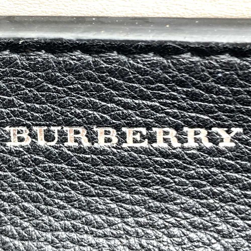 BURBERRY belt handbag, tote bag, shoulder bag, 2-way leather, black, beige PRE-OWNED
