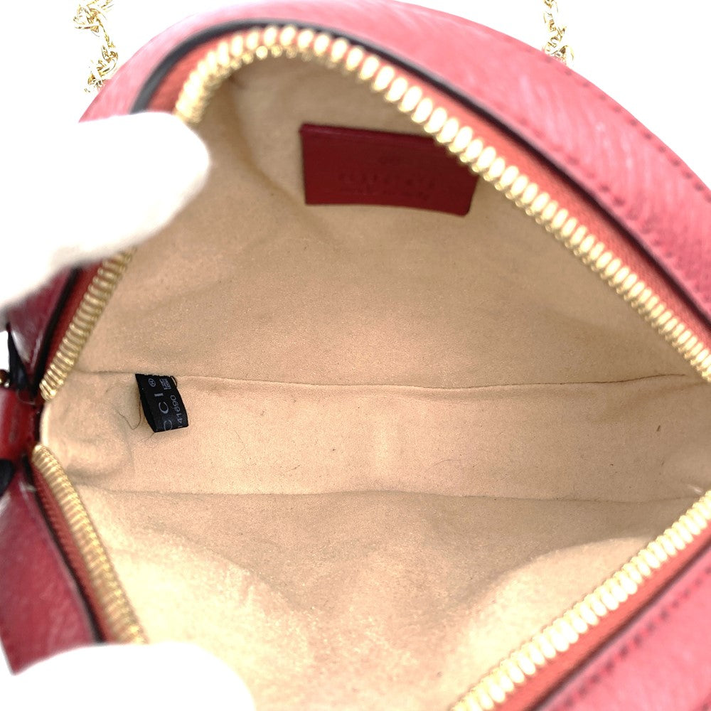 GUCCI GG Marmont Sherry Line Mini Round Ophidia Shoulder Bag 550618 Suede/Leather Red Navy Women's