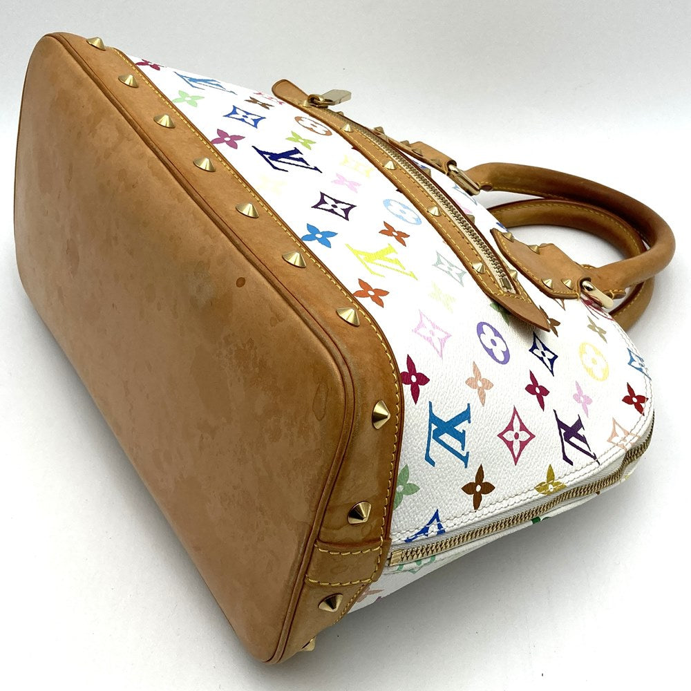 Used Louis Vuitton Alma (old) handbag, white, Monogram Multicolore, M92647.