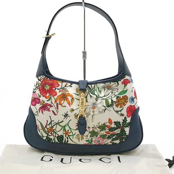 Gucci 550152 New Jackie Flora shoulder bag navy blue one shoulder