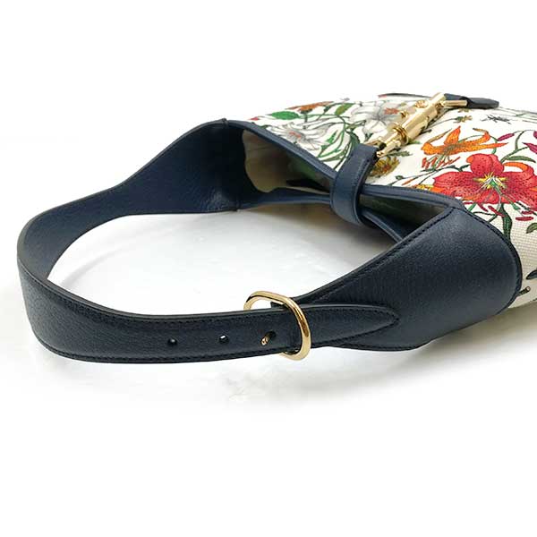 Gucci 550152 New Jackie Flora shoulder bag navy blue one shoulder